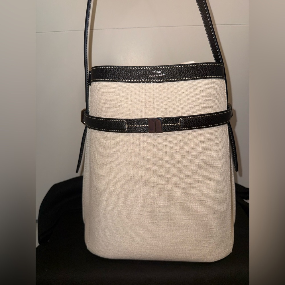 Toteme Belted Backed Bag, Canvas Black Leather - Picture 12 of 17